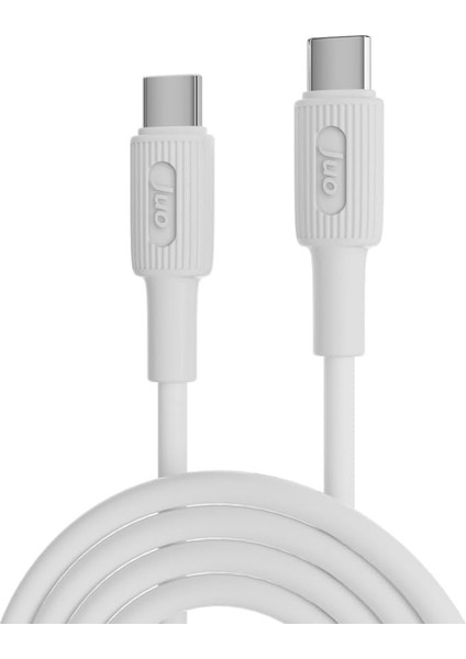 60W USB Type-C To Type-C Silikon Hızlı Şarj ve Data Kablosu Beyaz 2 Metre