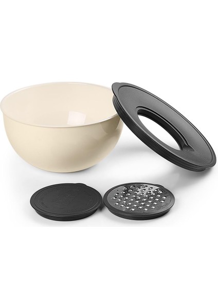 Rendeli Karıştırma ve Saklama Kabı Büyük Boy Vakum Kapaklı Vichys Beyaz