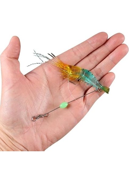 7 Adet Kancalı Fosforlu Sahte Karides Balık Yemi Silikon 8cm 5gr Yapay Olta Yem Seti fiyatları