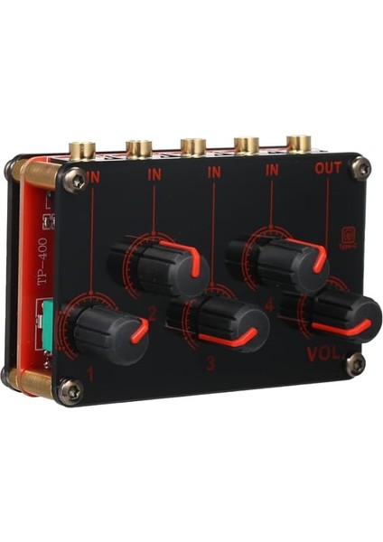 4 Kanallı Line Stereo Mikser Ses Mikseri 4'ü 1 Arada Pasif Mikser Modülü Mini Stereo 4-Yollu Ses Mikseri 4 Ses Girişi - 1 Çıkış Stüdyosu Konsolu Sahne Küçük Kulüp Veya Bar Için Ultra Kompakt