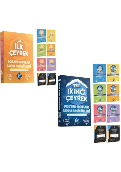Akademi Yayınları Lgs 8. Sınıf 1. Dönem Tüm Dersler Ilk Çeyrek ve Ikinci Çeyrek Poster Notlar Soru Fasikülleri Seti