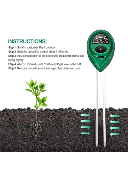 7811 Toprak Nem Ph ve Işık Ölçer 3'ü Bir Arada fırsatları