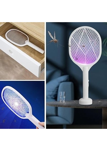 Şarjlı Sinek Öldürücü Masaüstü Standlı,mor Işık Sinek Kovucu Raket 5W fiyatları