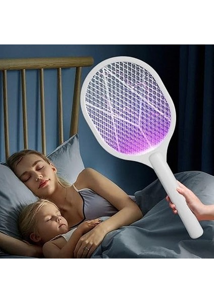 Şarjlı Sinek Öldürücü Masaüstü Standlı,mor Işık Sinek Kovucu Raket 5W fırsatları