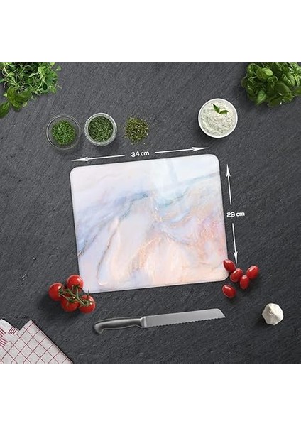 Supreme Mermer Görünümlü | Cam Kesme Tahtası (29CM x 34CM) modelleri