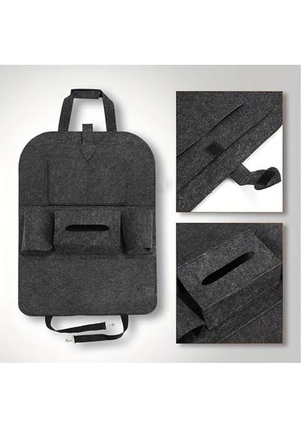 Araç Koltuk Arkası Eşya Düzenleyici Keçe Araba Içi Oto Çanta Organizer 2li (Siyah) fiyatları