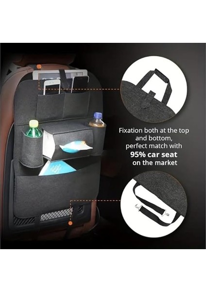 Araç Koltuk Arkası Eşya Düzenleyici Keçe Araba Içi Oto Çanta Organizer 2li (Siyah) fırsatları