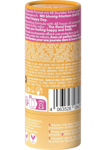 Yeni Formülasyon Kadın Katı Deodorant "happy Day" Çiçek Kokusu Deo Çubuğu, Alüminyumsuz 48 Saat Verimlilik, Vegan ve Plastik Içermeyen Deodorant, 40 G modelleri