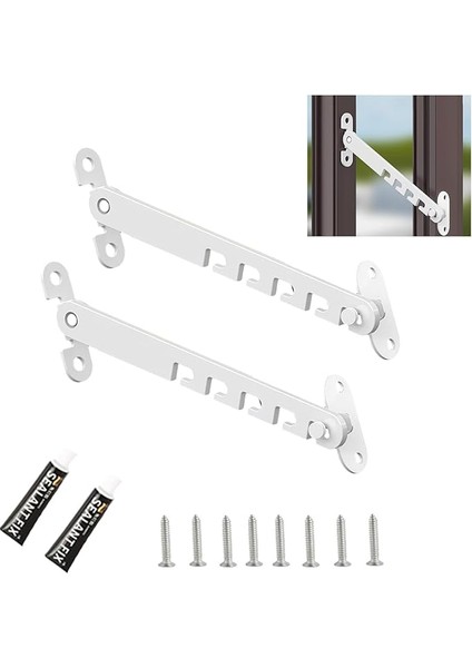 2 Set Pencere Stoperi, Pencere Sürgüsü, 18 Cm, Metal Pencere Sabitleyici, Açılır Pencereler, Pencere Kepenkleri Için, Pencere Stoperi, Pencere Açıklığını Ayarlamak Için, Beyaz