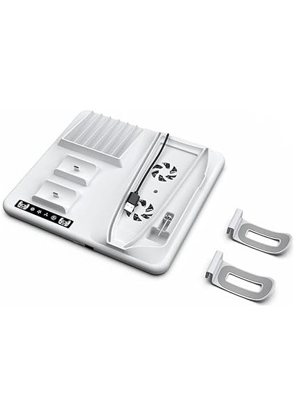 Ps5 Slim ile Uyumlu Soğutma Fanlı Dikey Stand, Playstation 5 Slim Denetleyici Şarj Yuvası, Disk Düzenleyici Kulaklık Askısı ile Ps5 Kontrolörleri Şarj Cihazı fiyatları