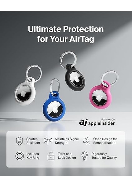 Airtag Anahtarlık Kılıfı (Air Tag Için Güvenli Tutucu Koruyucu Kılıf, Çizilmeye Karşı Korumalı Aksesuar), 2'li Paket, Mavi fiyatları