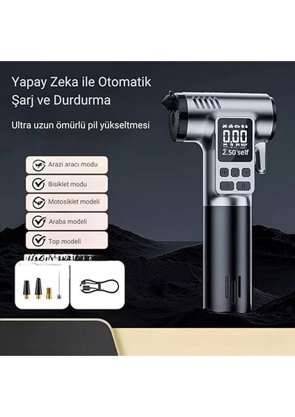 4in1 150PSİ 4000MAH Şarjlı Araç Lastik Şişirme Pompası, Cam Kırıcı, Kemer Kesici, LED Işıklı,şarjlı Pompa modelleri
