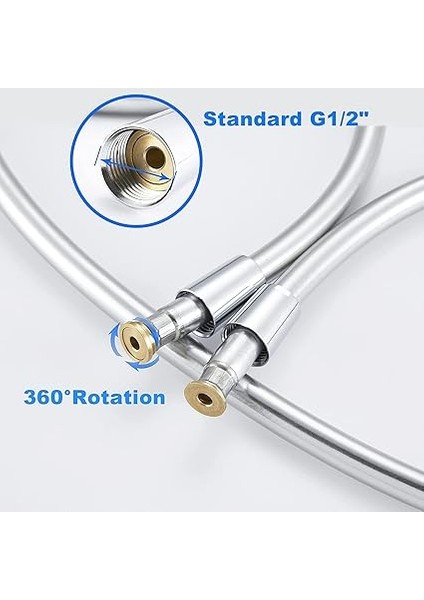 Gri Paslanmaz Kopmaz Patlamaz Kaliteli Pvc Duş Hortumu - Yüksek Kaliteli Lüx Duş Spirali - Tüm Duş Setleri/duş Başlıkları ile Uyumlu (G1/2) - 150CM indirimleri