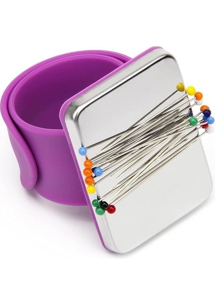 Renk Terzi Iğnedenliği Mıknatıslı Bileklikli Kare Iğnelik ve 250 Iğne