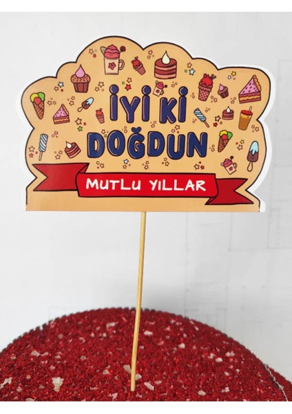 Beyhan Bayhan 30 Adet Dekoratif Karton Iyi Ki Doğdun Mutlu Yıllar Konuşma Kartı 20 cm - Doğum Günü El Pankartı