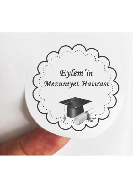 48 Adet 4 cm Kişiye Özel Mezuniyet Hatırası Baskılı Mat Etiket Sticker