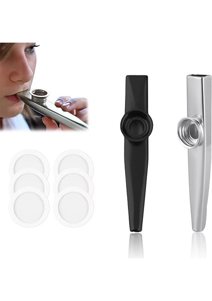 Kazoos 2 Adet Set, Metal, Kazoo Metal, Kazoo Enstrüman, Çocuklar ve Müzik Severler Için, Kazoo Çocuklar (Gümüş U