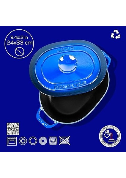 Döküm Oval Tencere Döküm Demir Kapak Experience Serisi Ölçü 24X33CM. Mavi fırsatları