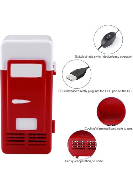 Mini USB Buzdolabı - LED Mini USB Buzdolabı USB Buzdolabı Içecekler Içecek Kutuları Buzdolabı ve Isıtıcı (Kırmızı) indirimleri
