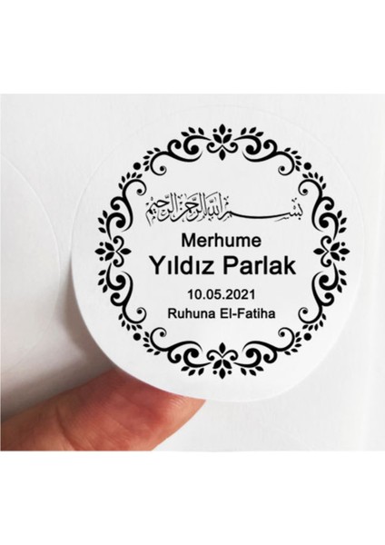 48 Adet 4 cm Kişiye Özel Merhume Ruhuna El Fatiha Baskılı Mat Etiket Sticker - 7 Mevlidi Etiketi