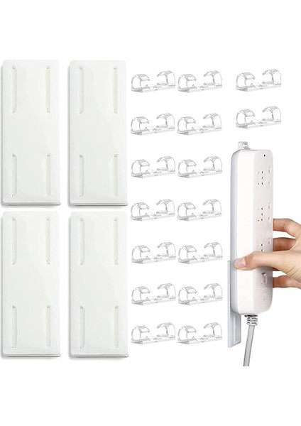 4 Adet Kendinden Yapışkanlı, Delmesiz Soket Tutucu, Duvar Askısı, Priz Sabitleyici, 16 Kablo Düzenleyici Klipsli, Priz Sabitleyici, Kendinden Yapışkanlı Power Board Tutucu, Wifi Yönlendirici Için,