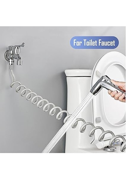 Yaylı Esnek Duş Hortumu, Abs Esnek Teleskopik Duş Hortumu, Banyo Spiral Esnek Duş Hortumu, Tuvalet Musluğu, Bidet Püskürtücü, El Duşu, Lavabo Bataryası Duşları Için - 3m (Gri) fırsatları