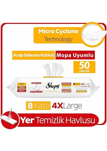 Easy Clean Arap Sabunu Katkılı Mopa Uyumlu Yer Temizlik Havlusu&amp;mendili 50 Yaprak fiyatları
