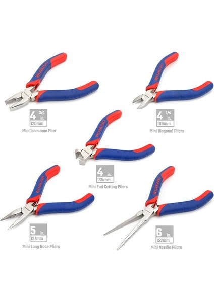 WP201015 Cr-V 5 Parça Elektronikçi Profesyonel Mini Pense Seti + Bez Taşıma Çantası fiyatları