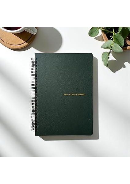 Tanıtım 12 Haftalık A5 Beslenme ve Kilo Takip Planlayıcı Defter | Spiralli, Suni Deri Kapaklı, Günlük ve Haftalık Takip | Healthy Food Journal (Haki) fiyatları