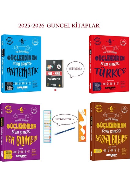 6. Sınıf Güçlendiren Matematik-Türkçe-Fen ve Sosyal Soru Bankası 4'lü Set Maarif Yeni Model 2025
