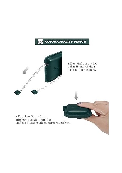 Mezura Terzi Mezura 2m / 79IN Otomatik Geri Çekilebilir Vücut Çevresi Dikiş Terzi Dikiş Aksesuarları Pu Deri (Yeşil) modelleri