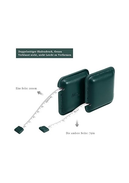 Mezura Terzi Mezura 2m / 79IN Otomatik Geri Çekilebilir Vücut Çevresi Dikiş Terzi Dikiş Aksesuarları Pu Deri (Yeşil) fırsatları