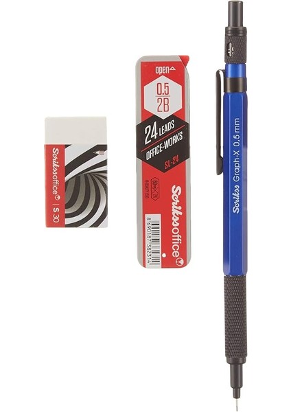 Office Graphx 3'lü Set Versatil Kalem 0.5 mm Mavisilgimin 0.5 mm