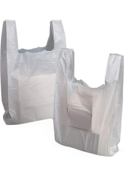 Ticaret Kalın Beyaz Poşet Küçük Boy 5 kg Hışır Atlet Poşet Market Manav Poşeti Çöp Poşeti