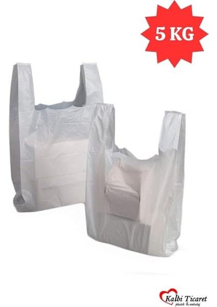Ticaret Kalın Beyaz Poşet Küçük Boy 5 kg Hışır Atlet Poşet Market Manav Poşeti Çöp Poşeti fiyatları