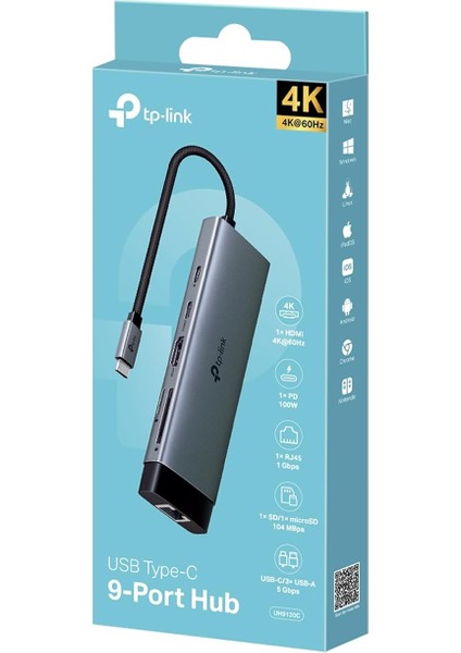 UH9120C, 4K 60Hz Hdmı, Gigabit RJ45 Port, 100W Hızlı Şarj, Sd ve Microsd Kart Yuvası, 5gbps Data Transfer Hızı, 9'u Bir Arada Usb-C Hub fiyatları