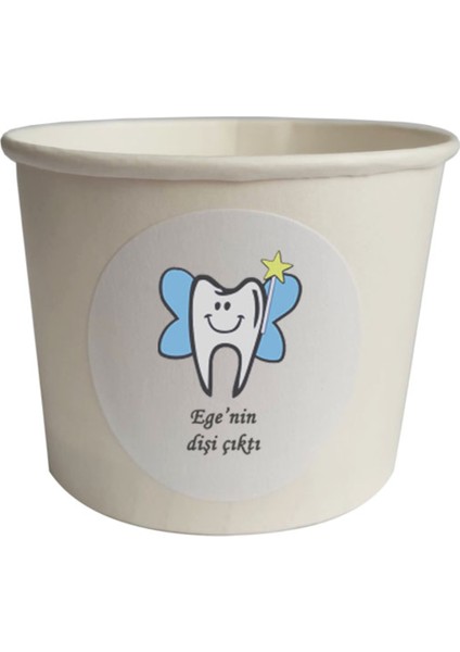 20 Adet Kişiye Özel Mavi Diş Buğdayı Karton Kase 9X6CM- Ilk Dişim