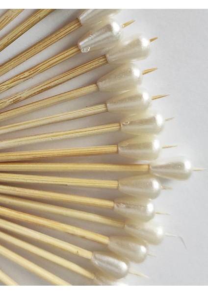 100 Adet Dekoratif Krem Mini Damla Inci Boncuklu Pasta Kürdanı 6,5 cm - Boncuk 8 mm fırsatları