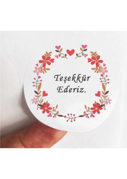 48 Adet 4 cm Teşekkür Ederiz Baskılı Mat Etiket Sticker