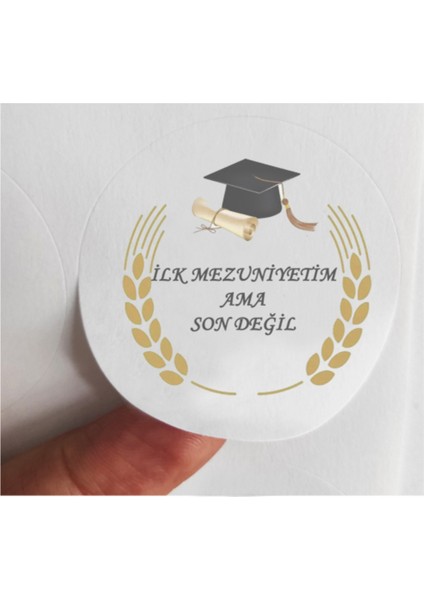 48 Adet 4 cm Ilk Mezuniyetim Ama Son Değil Mezuniyet Baskılı Mat Etiket Sticker