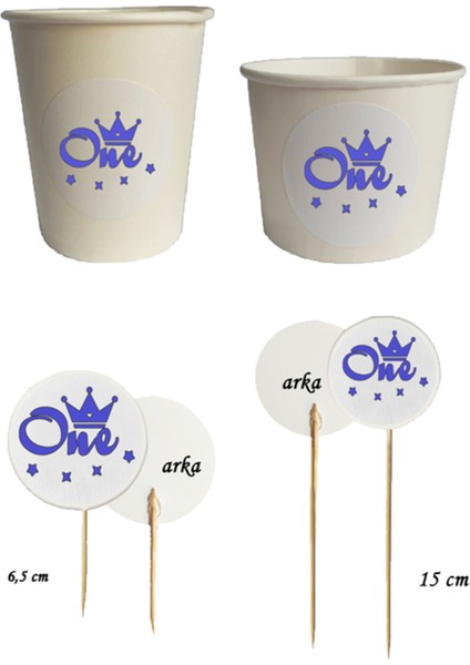 Beyhan Bayhan 40 Parça Mavi One Bir Yaş Baskılı Kürdan Seti - Bardak Kase Kısa ve Uzun Kürdan