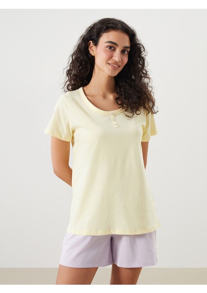 Yeni Sezon Bisiklet Yaka Kadın Pijama Üstü