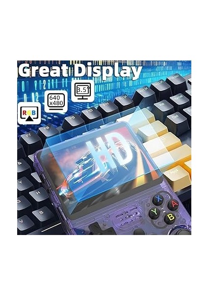 Retro Taşınabilir Video Oyun Konsolu, 3,5 Inç IPS Ekran, 64 G Tf Kartı, 10.000'DEN Fazla Oyun, Taşınabilir Oyun Konsolu, Açık Kaynak Linux Sistemi (Mor) modelleri