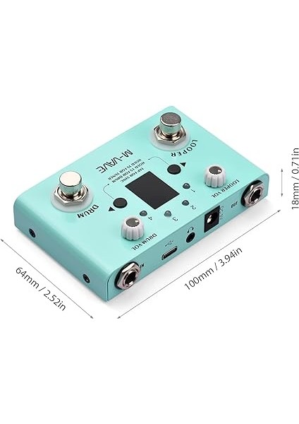 Lost Tempo Efekt Pedalı Davul ve Looper Efekt 2'si 1 Arada Looper ve Davul Ayak Anahtarı Looper Pedal Looper Gitar Pedalı 30 Davul ve 4 Loop Yüksek Hassasiyetli Akort Cihazı Açık Mavi fırsatları