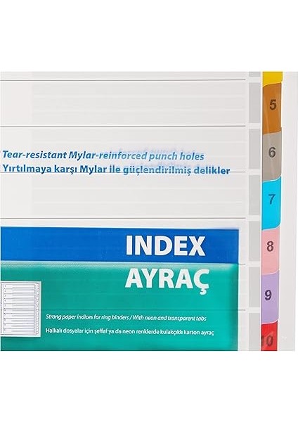 Karton Ayrac Klasik 1-10 Renkli Rakam A4 modelleri