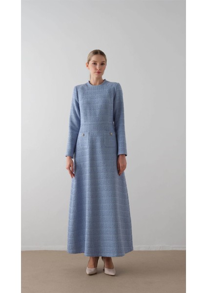 Bebe Yakalı Chanel Elbise Mavi