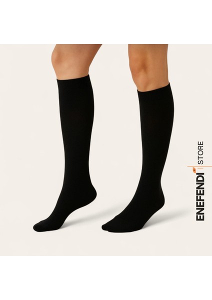 Anne Çorabı Dizaltı Kalın Sıcak Likralı Esnek Yünlü Rahat Çorap 36-40 Siyah Hediye modelleri