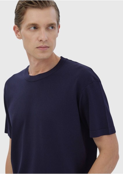 Lacivert Bisiklet Yaka Düz Örgü Triko modelleri