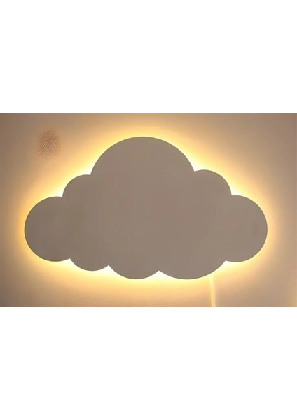 Bulut Gece Lambası Çocuk Odası Bebek Odası Dekoratif Aydınlatma Tekli - LED Işıklı (40CM)