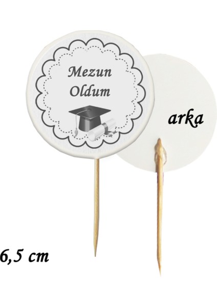 Beyhan Bayhan 20 Adet Kepli Diplomalı Mezun Oldum Mezuniyet Baskılı Kürdan 6,5 cm